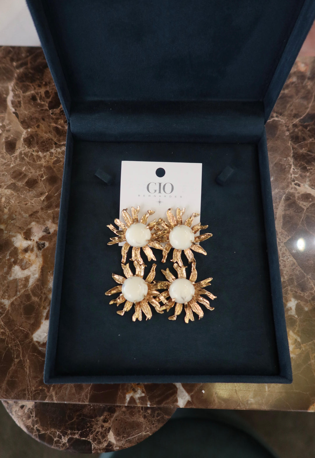 DOUBLE WHITE FLOWER EARRINGS