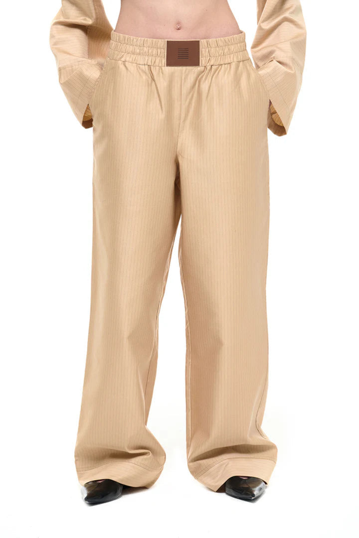 Pantaloni Trace Oro Beige a Righe