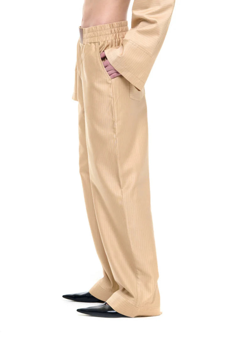 Pantaloni Trace Oro Beige a Righe