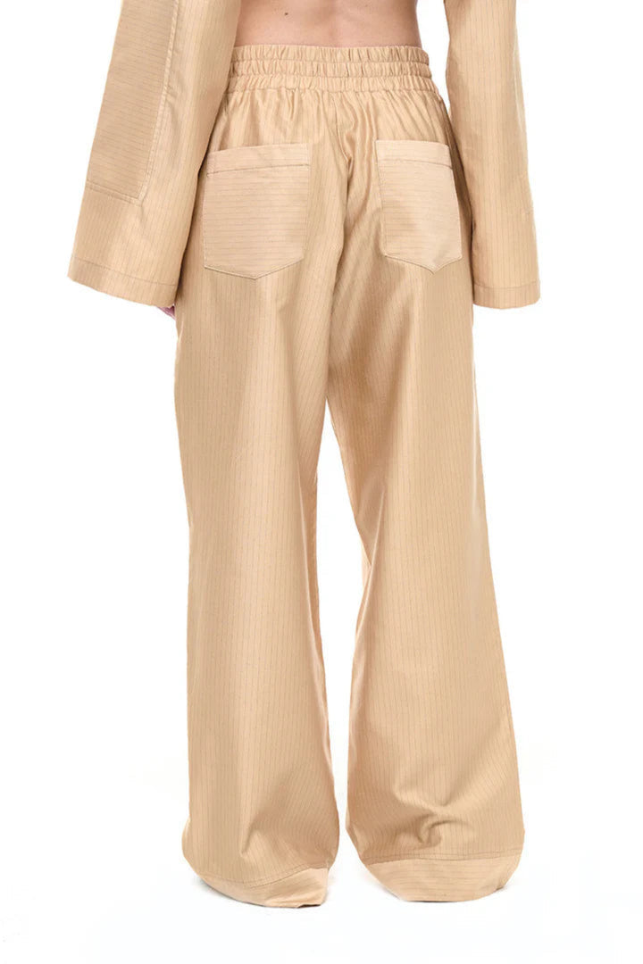 Pantaloni Trace Oro Beige a Righe