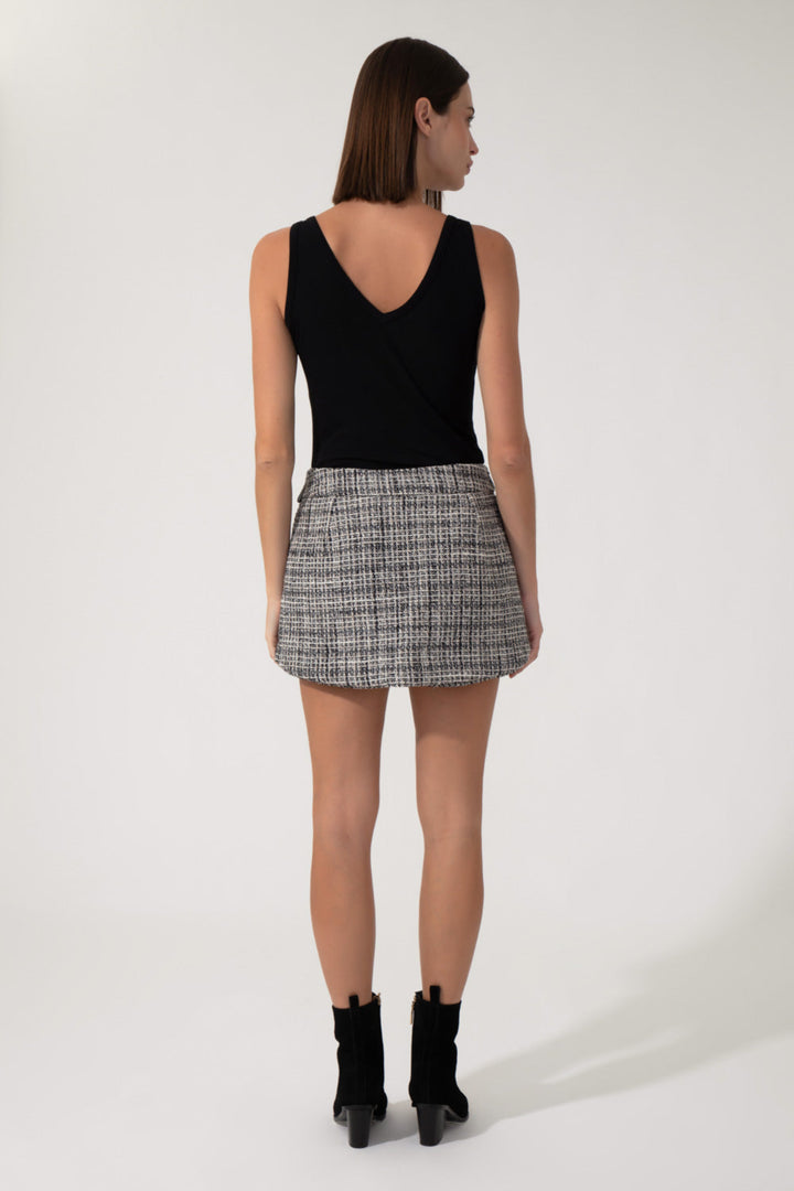 Maricy Black & White Tweed Skort
