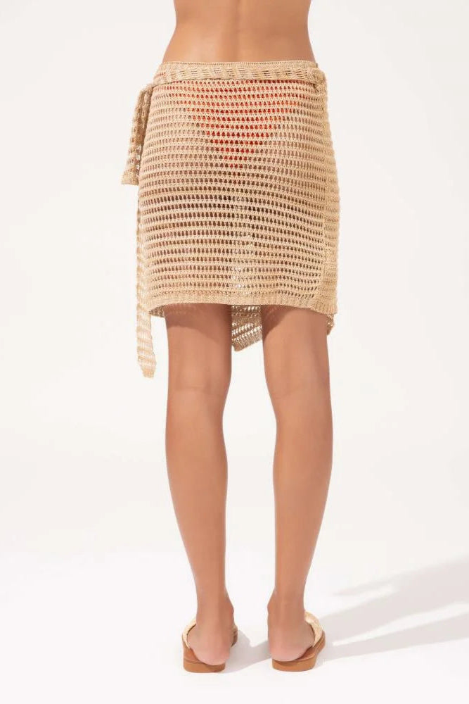 Gonna sarong in maglia dorata