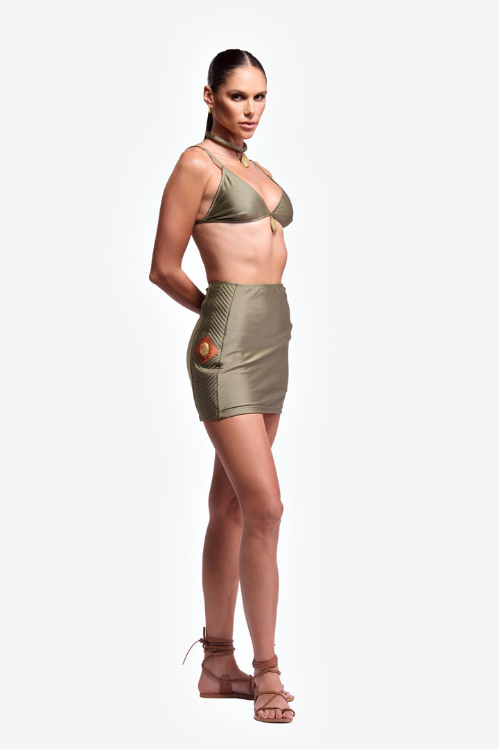 Minigonna trapuntata Costa Esmeralda in Cedro