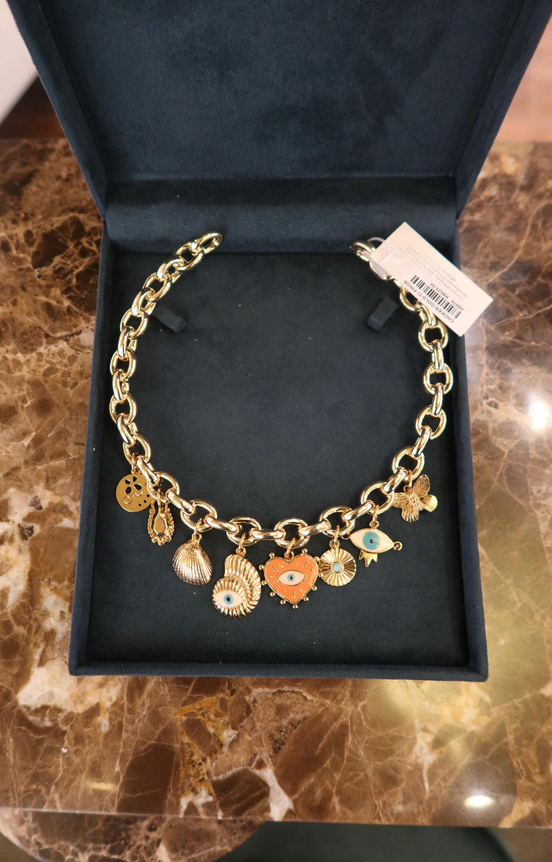 GOLD CHOKER WITH EYE PENDANTS