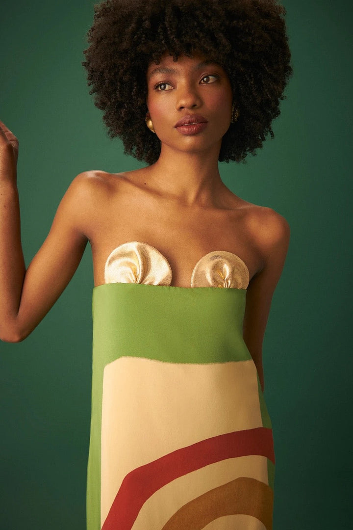 Abito Dalva Frou Frou Lamé Oro