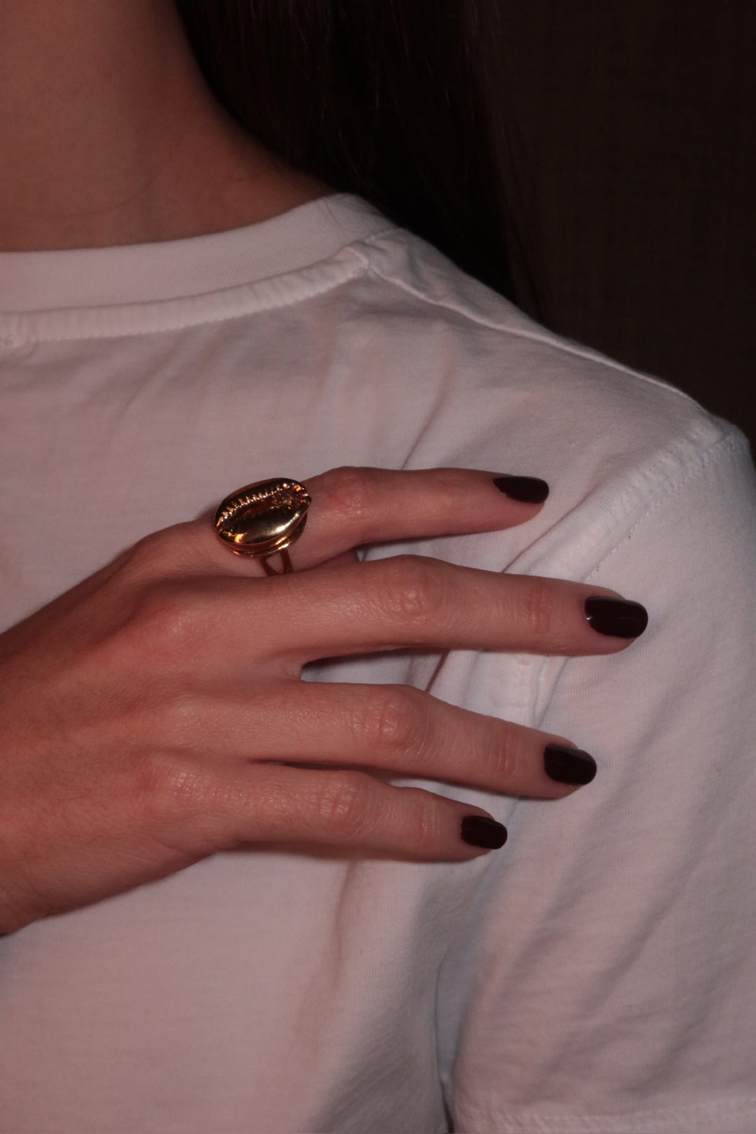 Golden Cowrie Shell Ring
