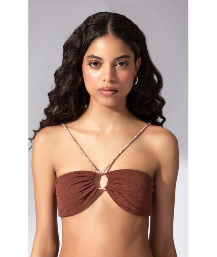 High Leg Canal Sky Brown Bikini
