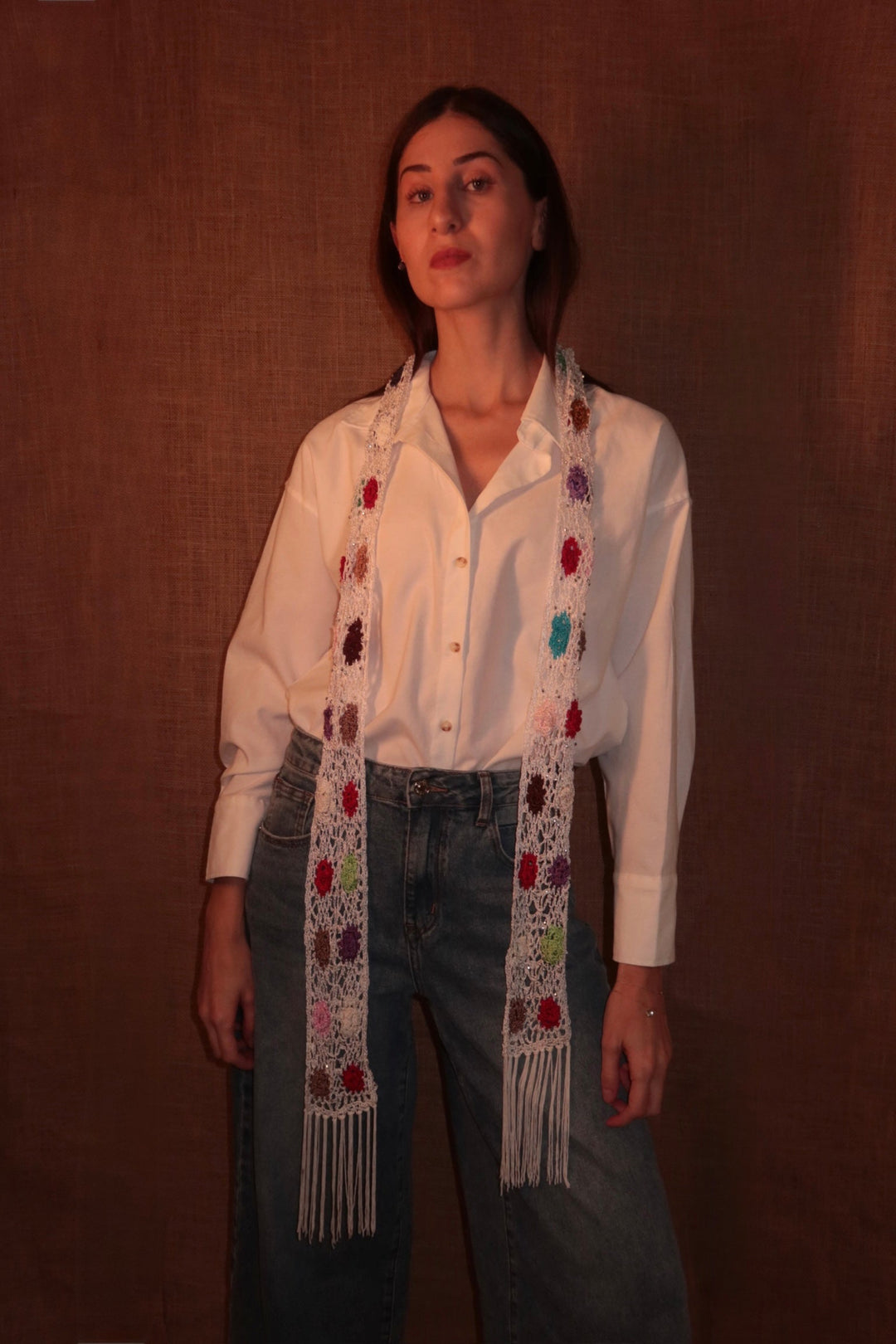 Bloom Crochet Wrap Off White Floral
