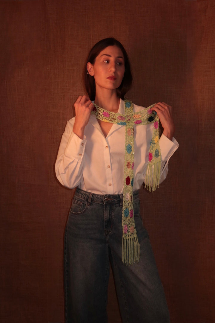Bloom Crochet Wrap Soft Green Floral