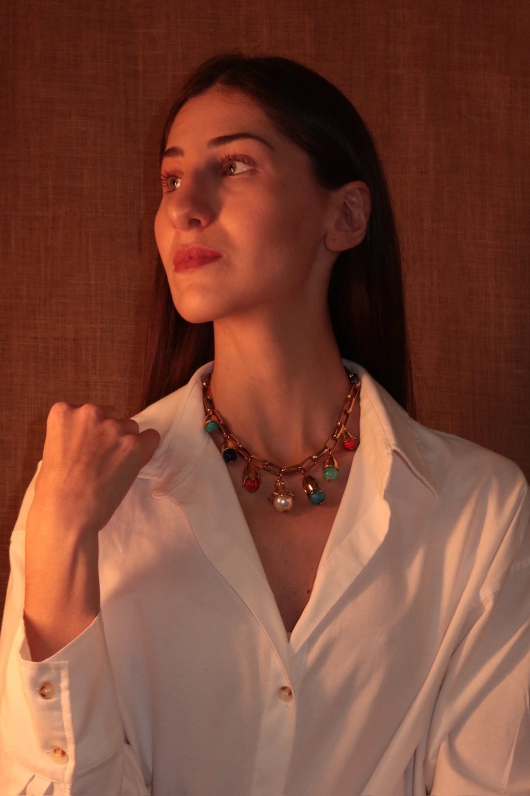 Golden Tulip Necklace with Beads