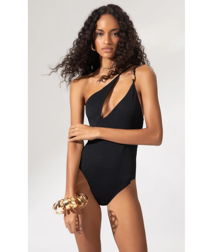 Costume da bagno nero monospalla