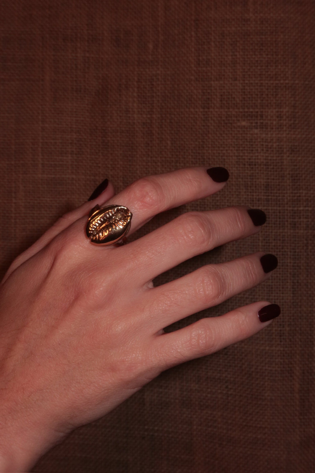 Golden Cowrie Shell Ring