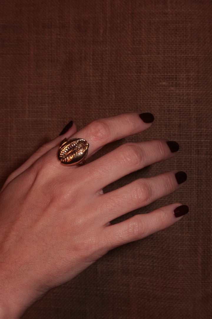 Golden Cowrie Shell Ring