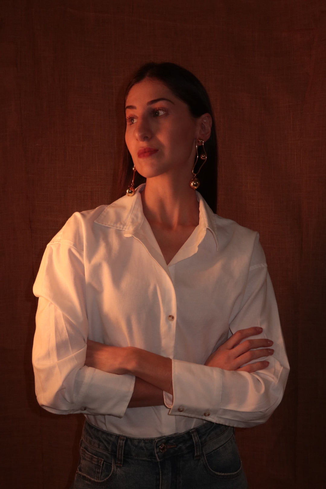 Hoop Earring with Golden Ball