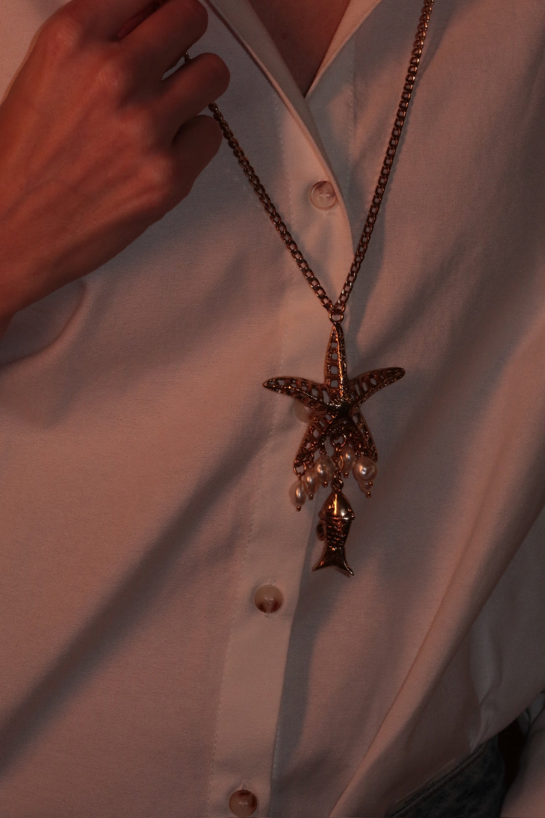 Star Necklace with Pearls