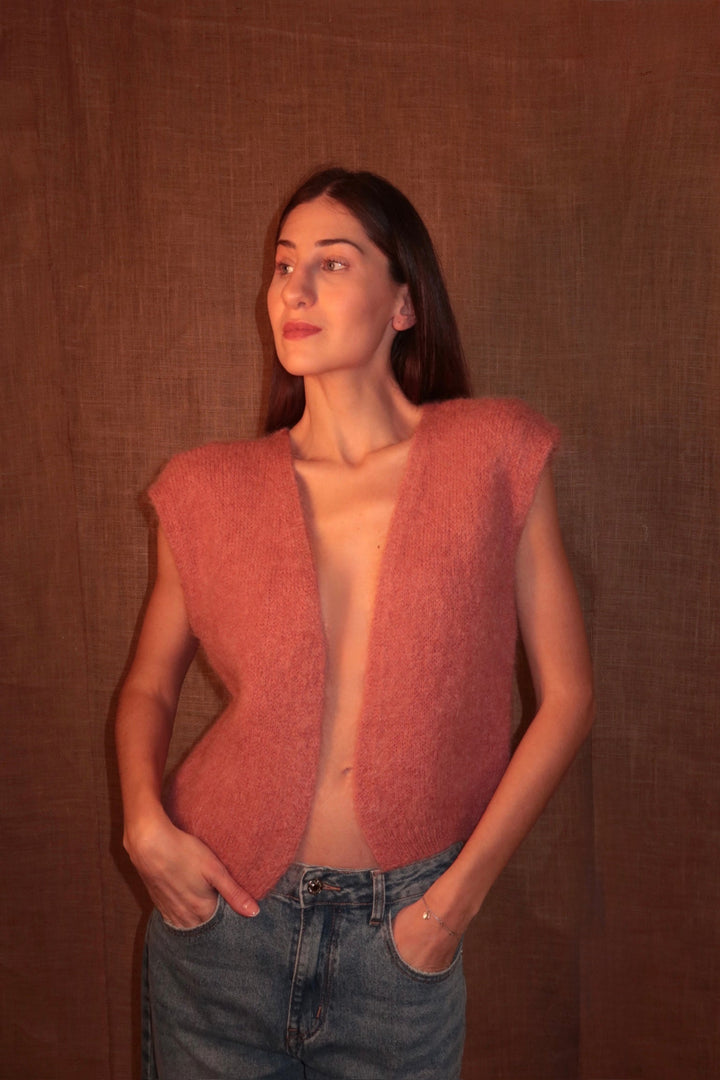 Alma Knit Vest Rose