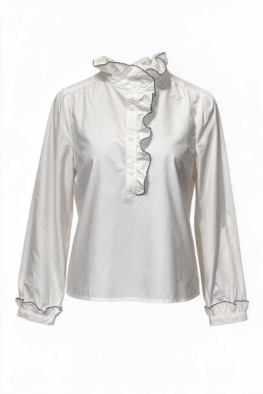Louise Ruffle Blouse White