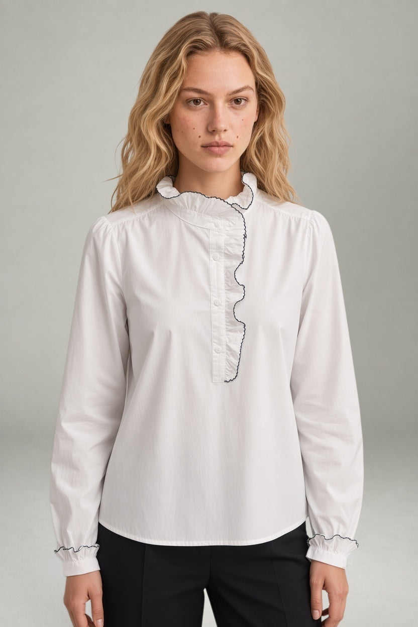 Louise Ruffle Blouse White