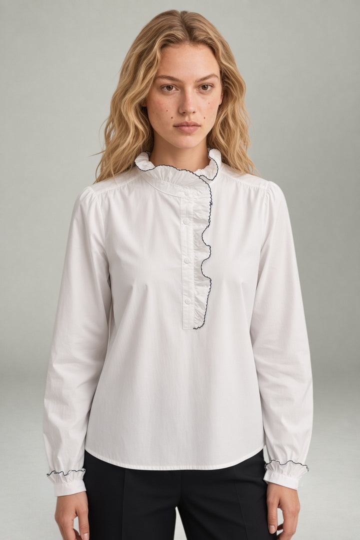 Louise Ruffle Blouse White