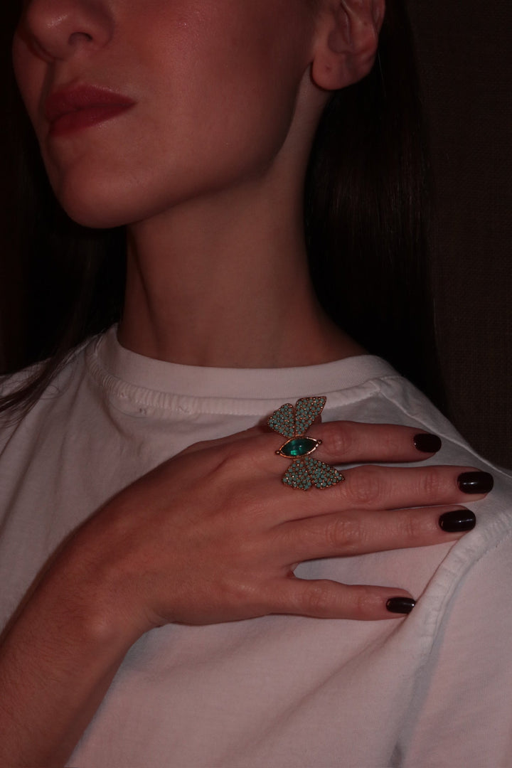Turquoise Butterfly Ring