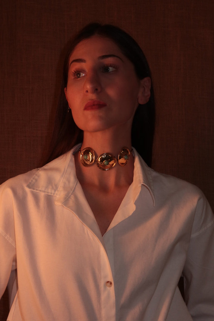 Gold Necklace with Turquoise Stone