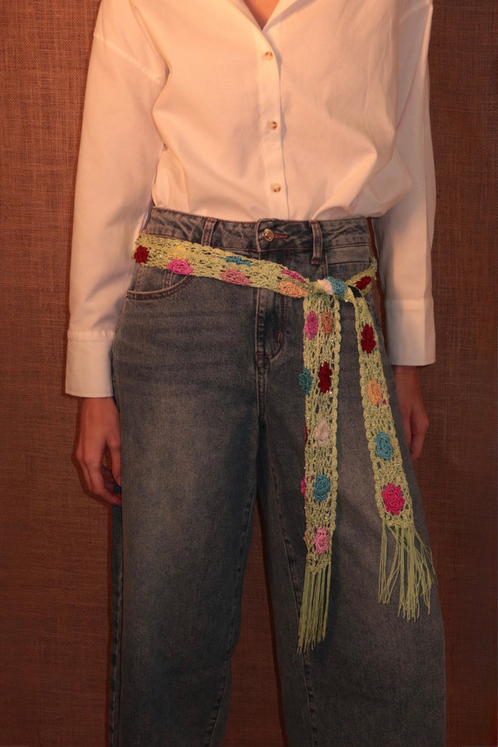 Bloom Crochet Wrap Soft Green Floral