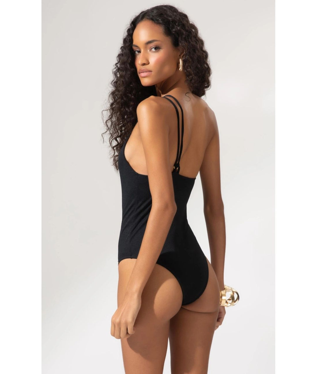 Costume da bagno nero monospalla