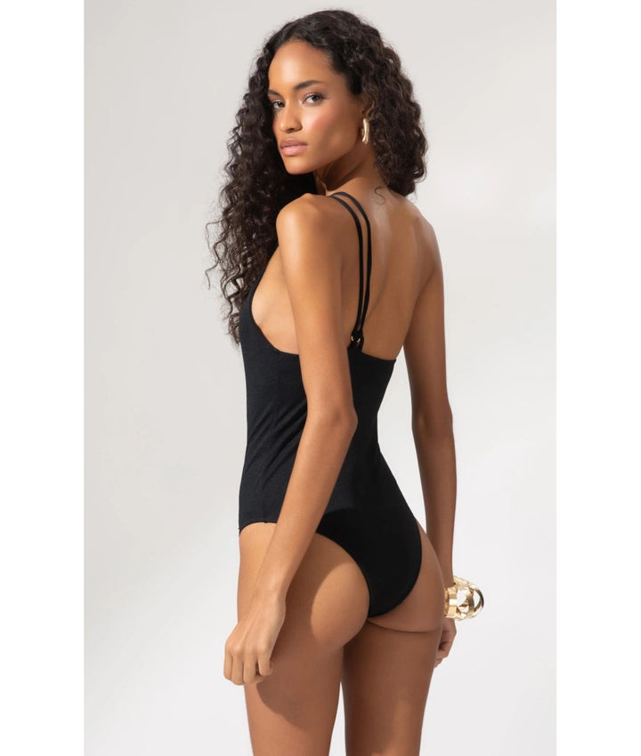 Costume da bagno nero monospalla