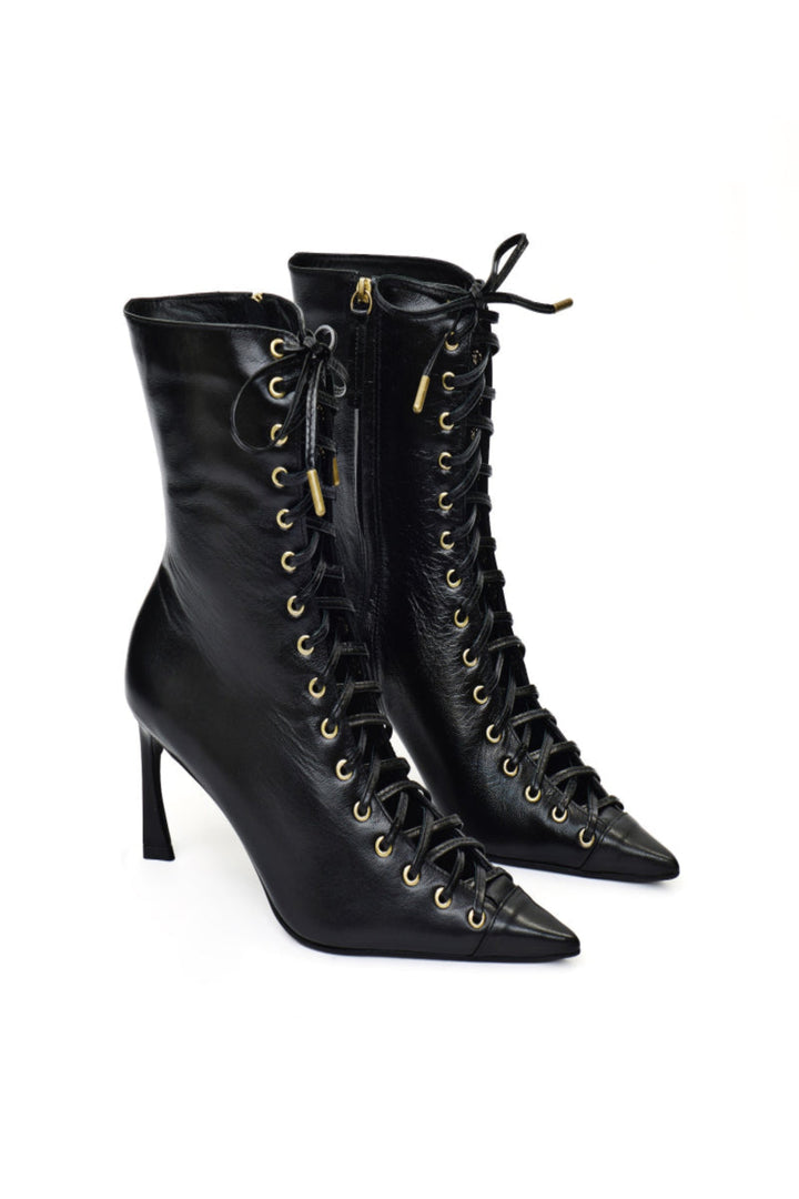 Corset Ankle Boots Black