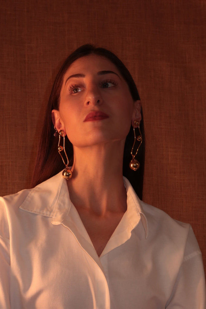 Hoop Earring with Golden Ball