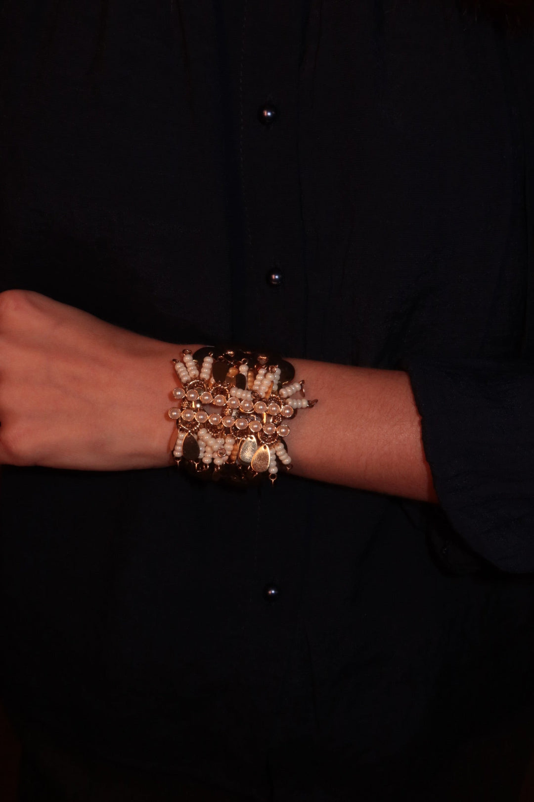 Gold Bracelet with White Details