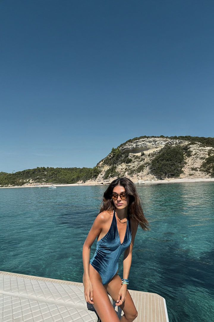 Cool Blue Velvet Swimsuit