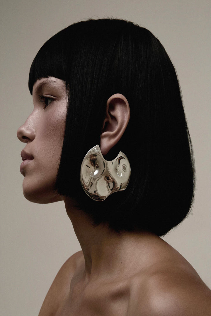 Silver Disky Hoop Earrings