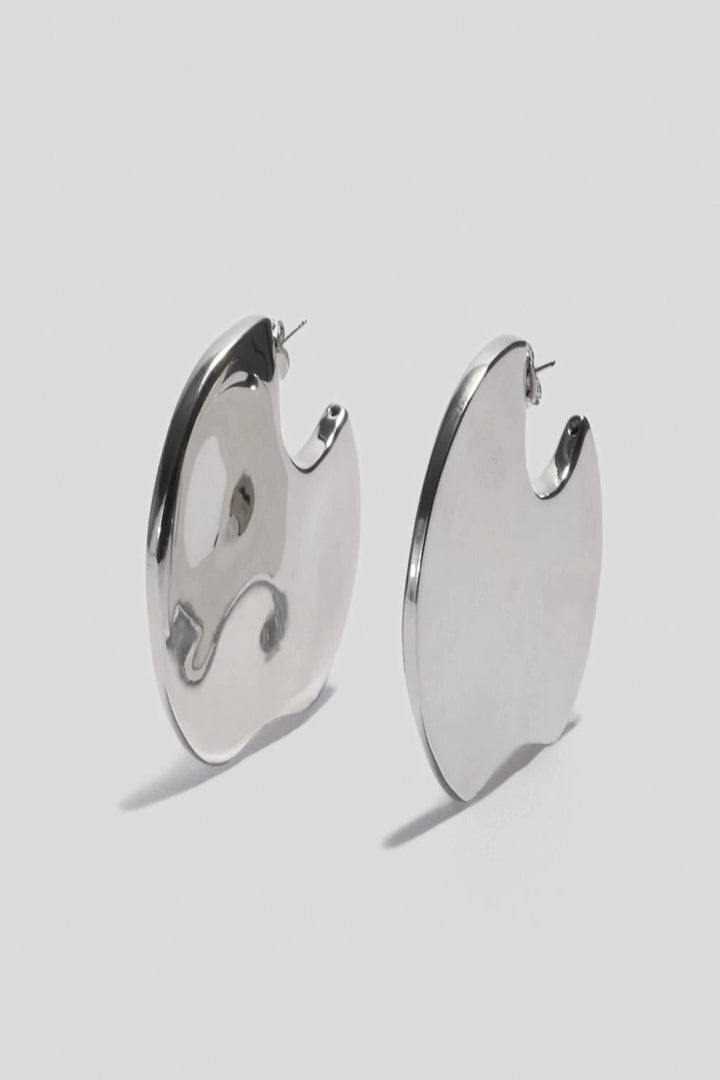 Silver Disky Hoop Earrings