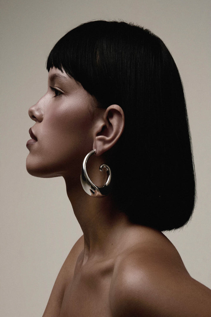 Starry Hoop Earrings in Silver