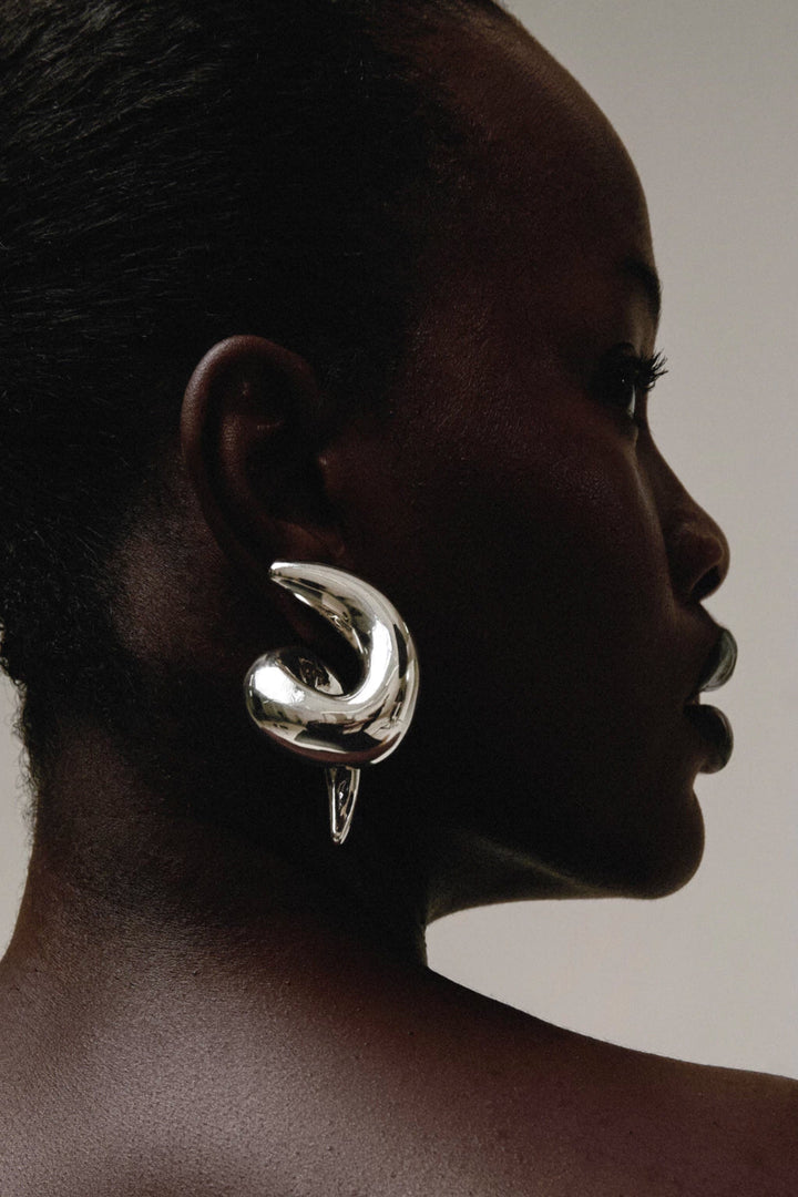 Twisty Hoop Earrings in Silver