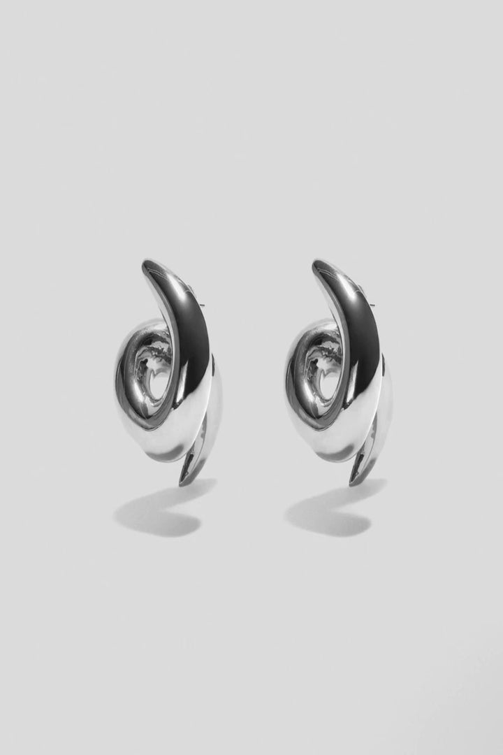 Twisty Hoop Earrings in Silver
