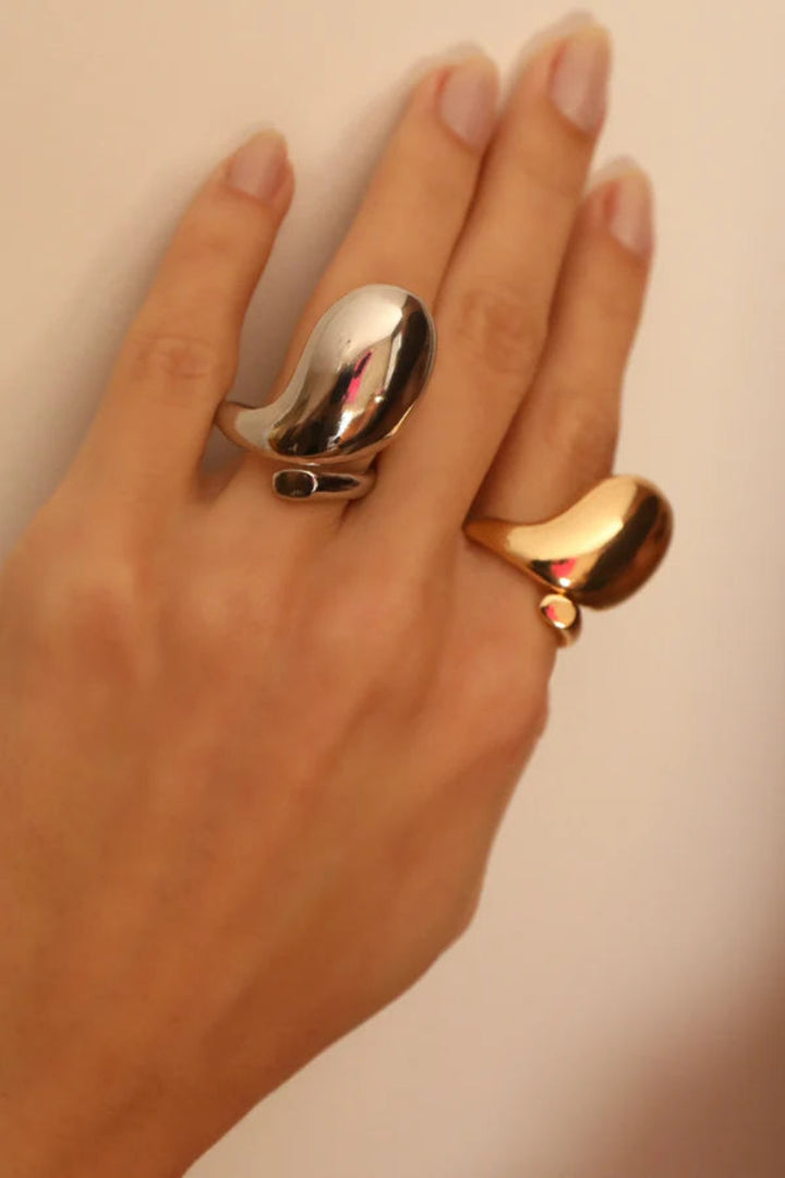 Large Organic Drop Ring in Gold
