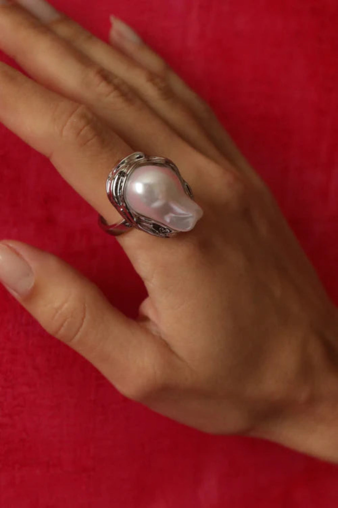 Pearl Flow Ring Silver