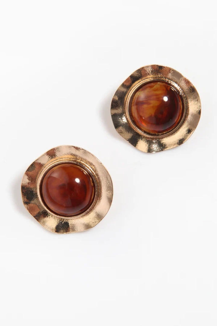 Eclipse Earrings – Gold-Plated with Amber Resin