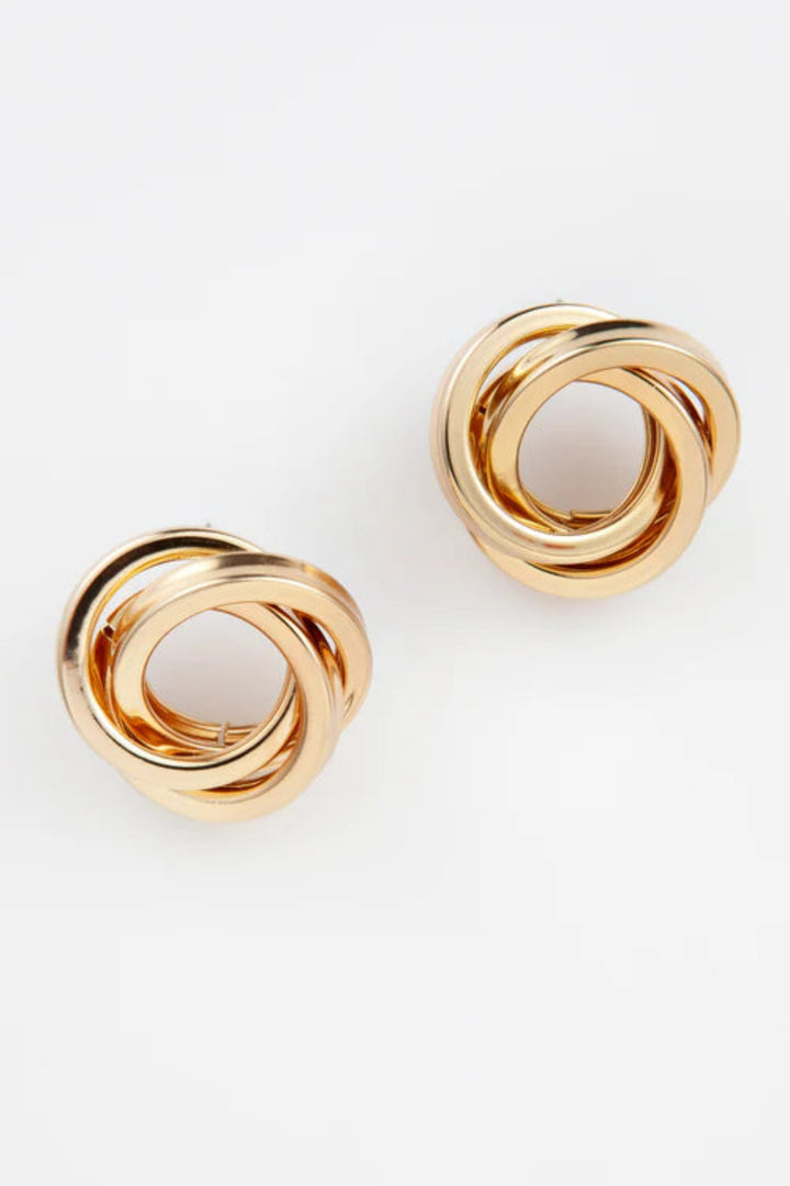Triple Link Earrings Gold