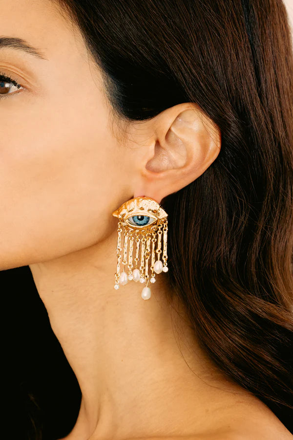 Eye and Pearl Earrings