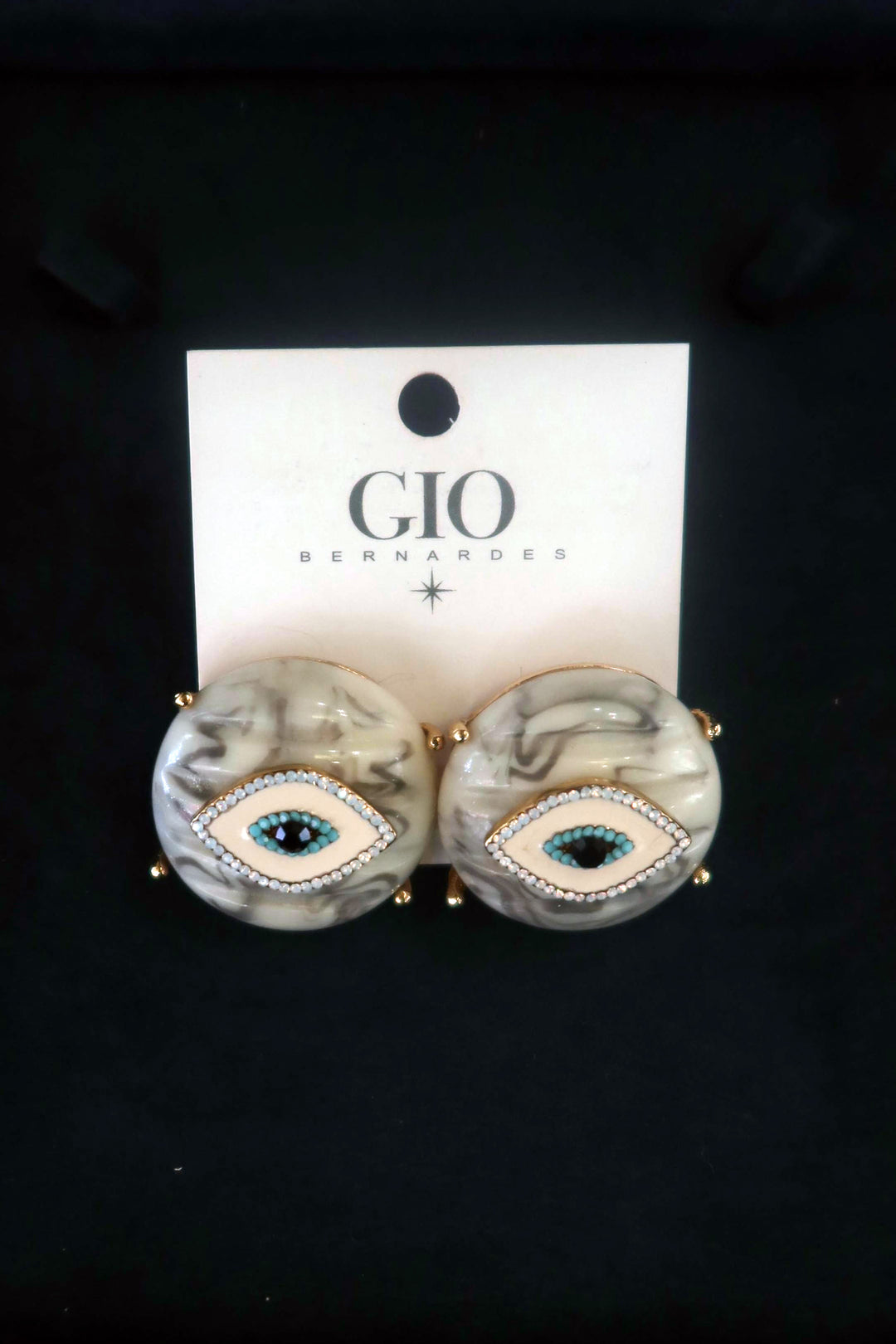 Round Evil Eye Earrings with details
