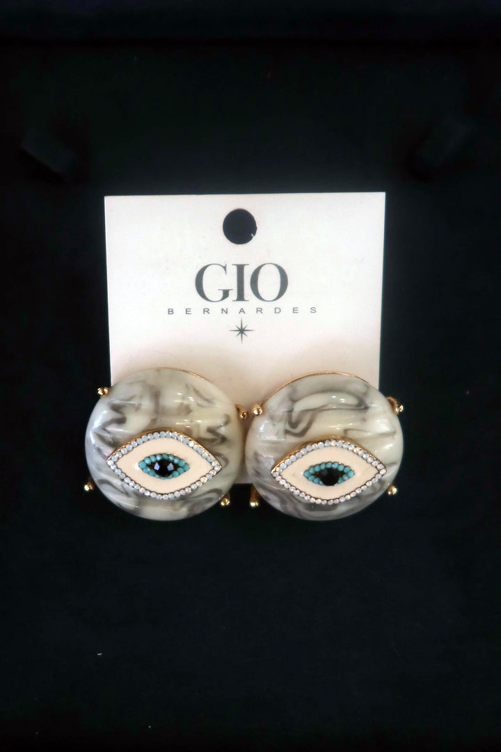 Round Evil Eye Earrings with details