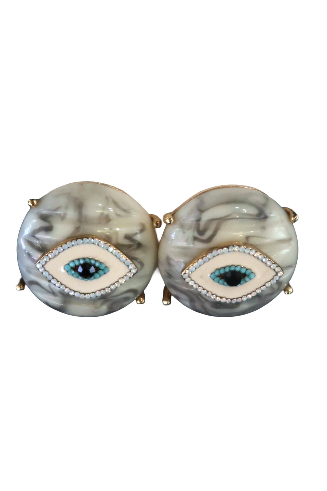 Round Evil Eye Earrings with details