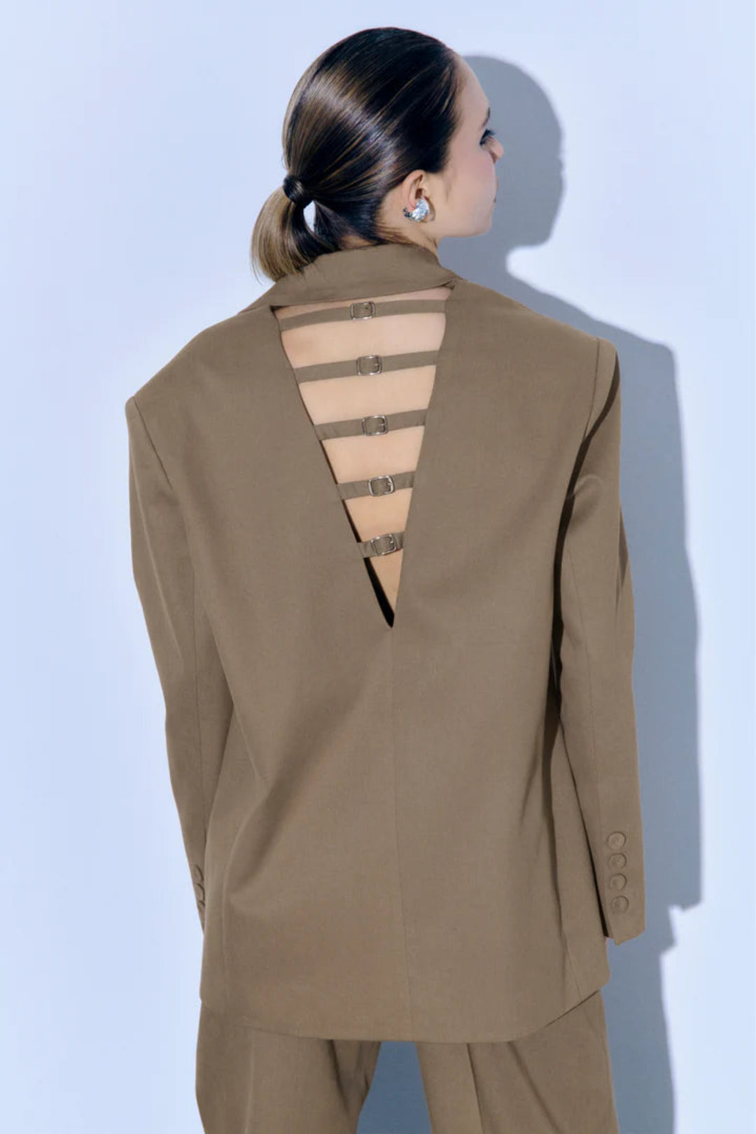 Bouclé Buckle Blazer Beige