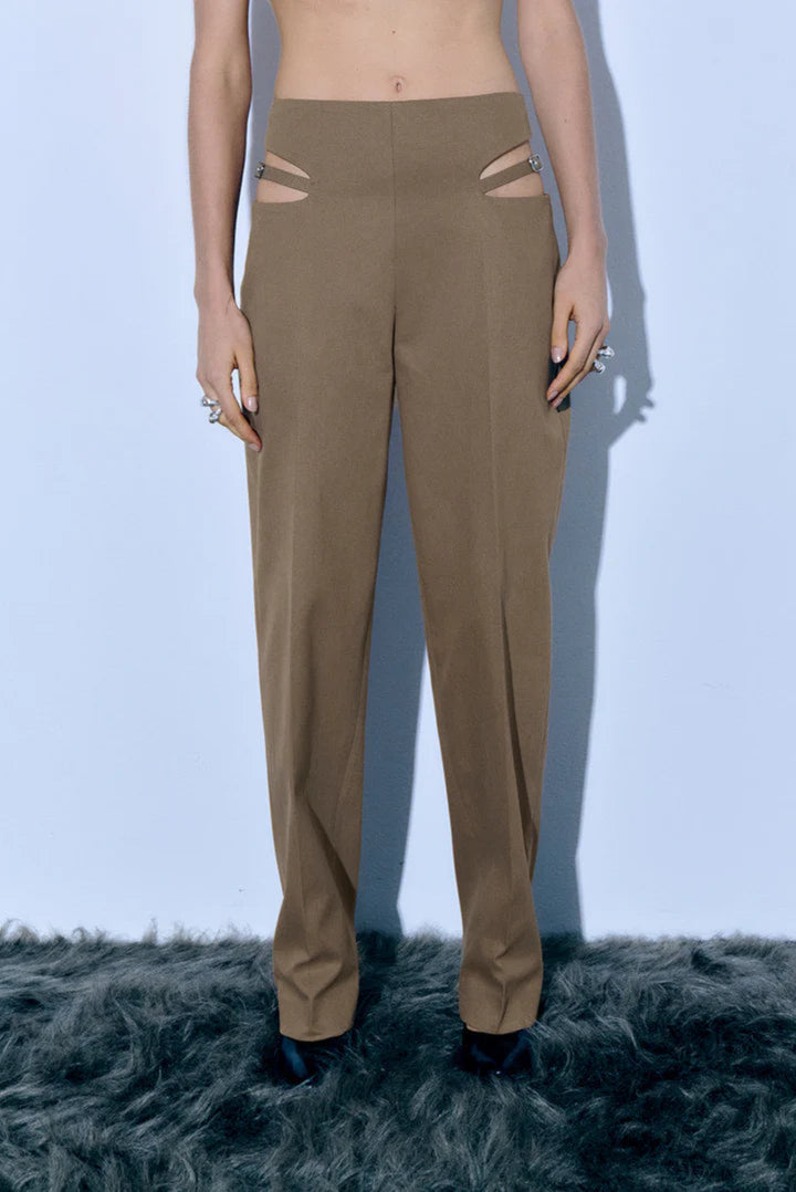 Bouclé Trousers in Beige