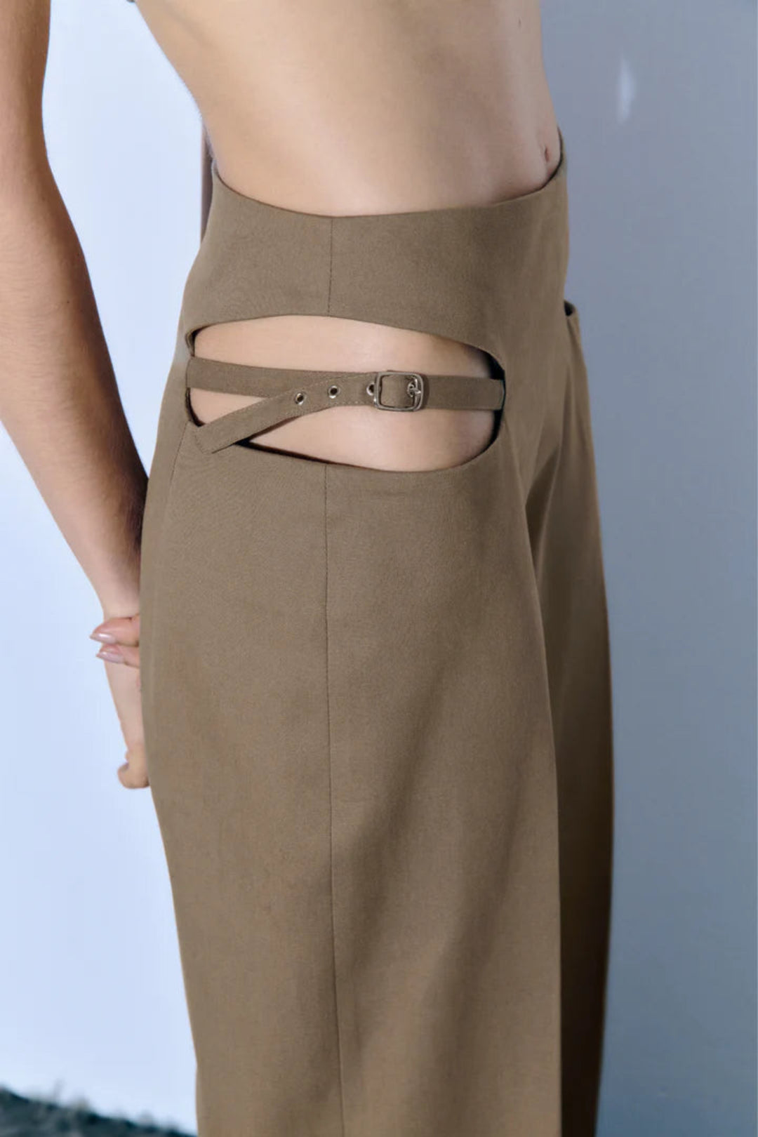 Bouclé Trousers in Beige