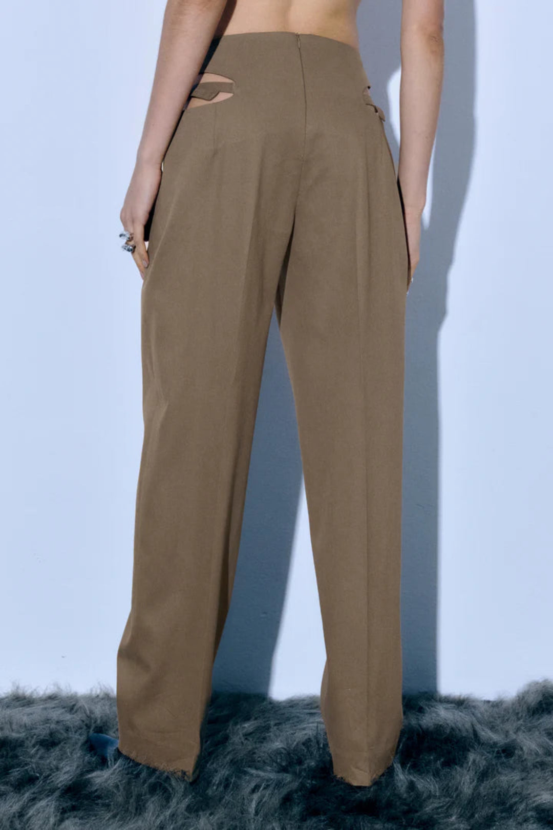 Bouclé Trousers in Beige