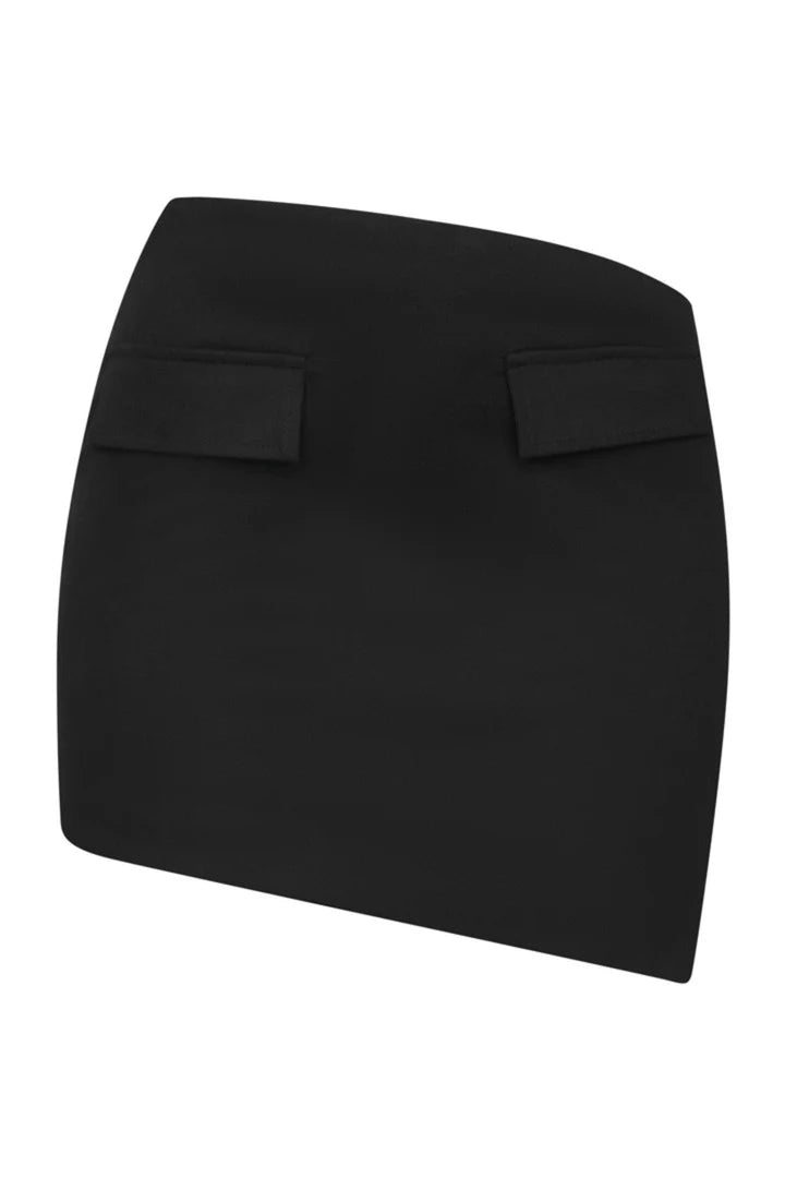 Oto Asymmetric Mini Skirt in Black